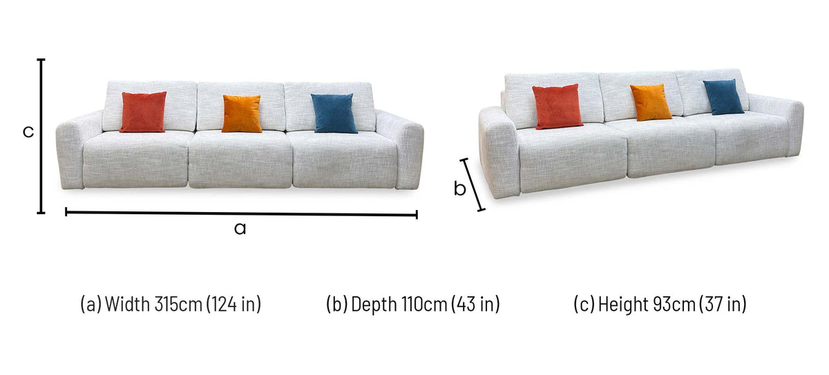 Ideal Home 'Gemini' Light Grey Fabric 3 Seater Sofa