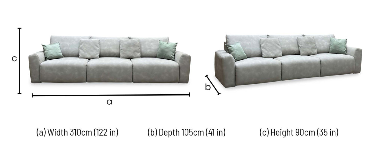 Ideal Home ‘Gemini’ Bluish Grey Suede Fabric 3 Seater Sofa