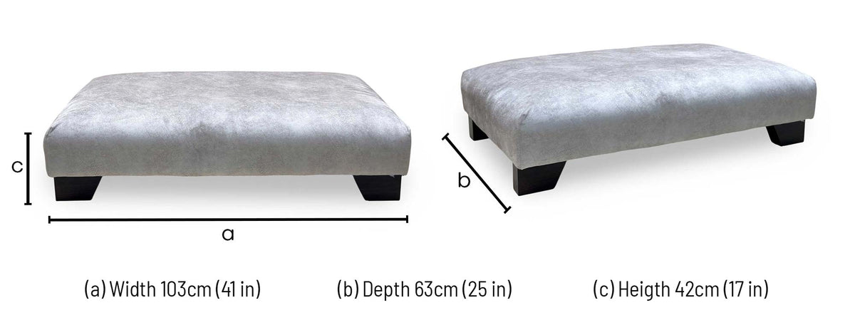 'Aura' Kenzo Oatmeal Dw Ft Velvet Fabric Footstool