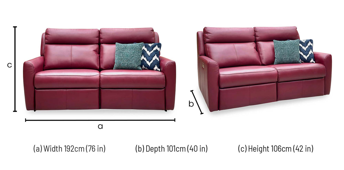 G Plan ‘Wren’ P214 Capri Claret Red Leather 2 Cushion 3 Seater Power Recliner Sofa with Power Headrests and Power Lumbar