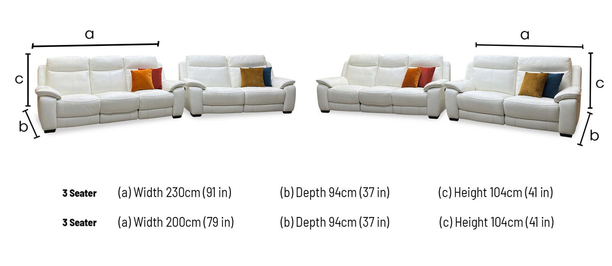 ‘Starlight Express’ White Leather 3 + 3 Seater Power Recliner Sofa Set