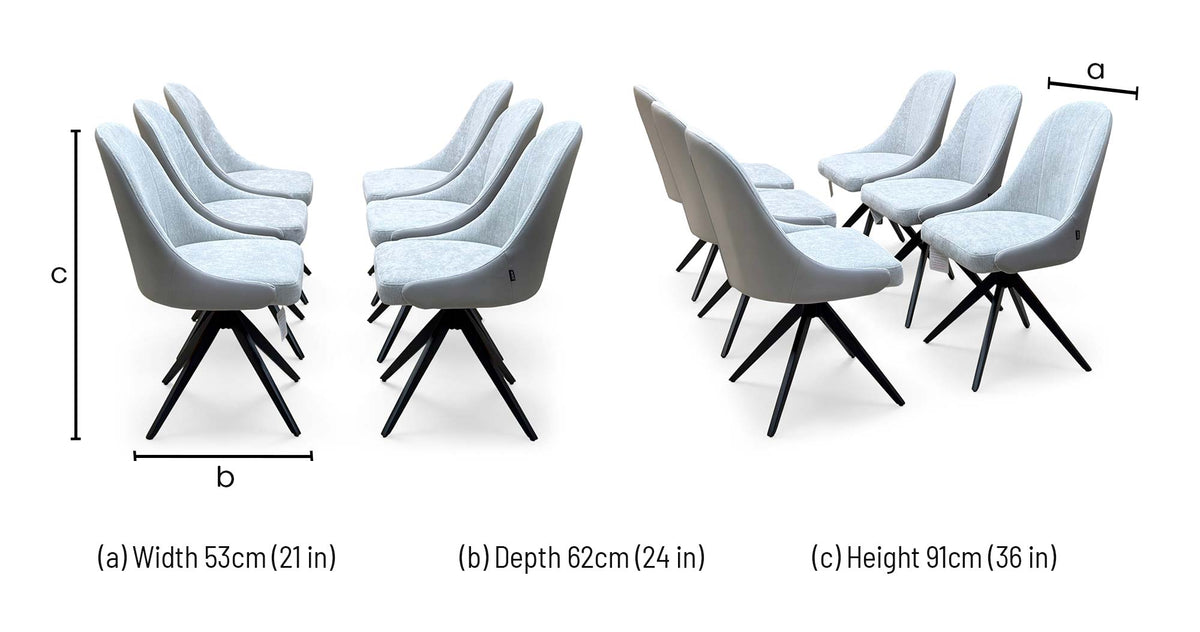 Jose stone grey faux leather swivel dining chair dimensions: width 53cm, depth 62cm, height 91cm