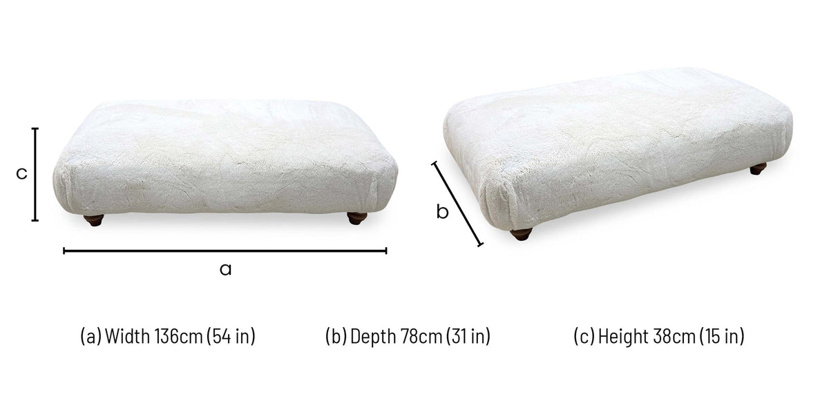 Blenheim Darwin ivory faux fur large footstool dimensions: width 136cm, depth 78cm, height 38cm