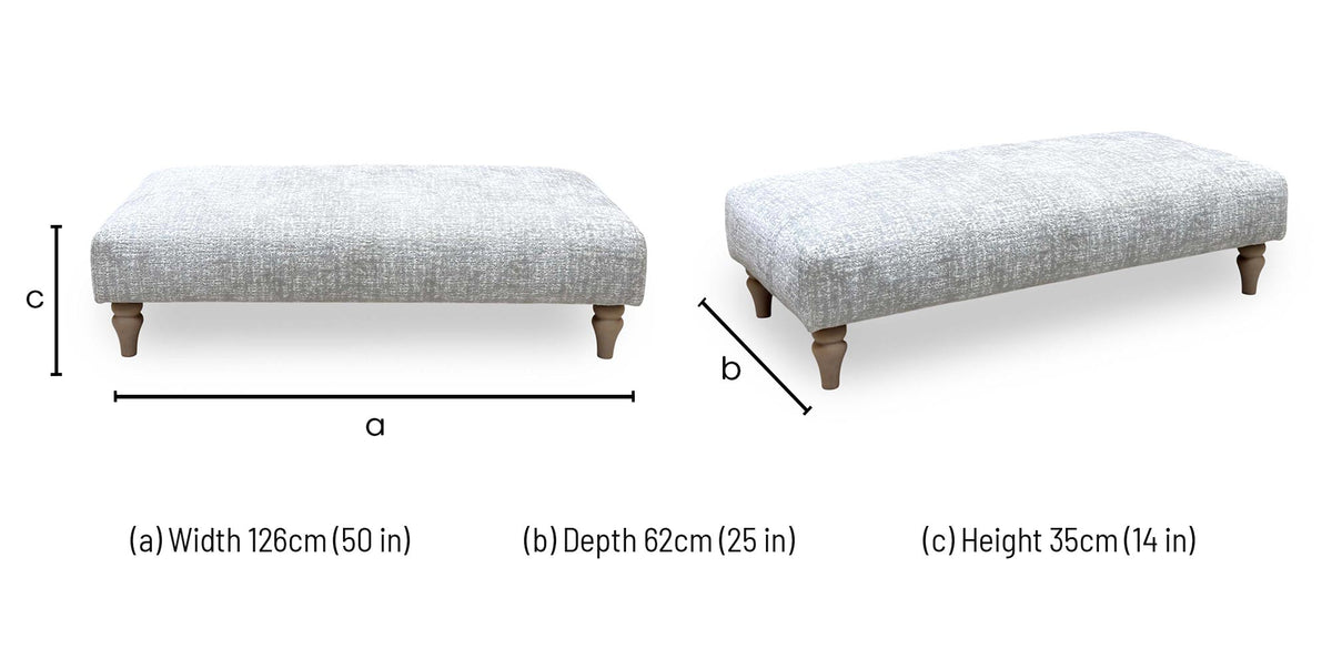 Ideal Home ‘Cotswold’ Kingsley Silver Wo Ft Fabric Patterned Bench Footstool