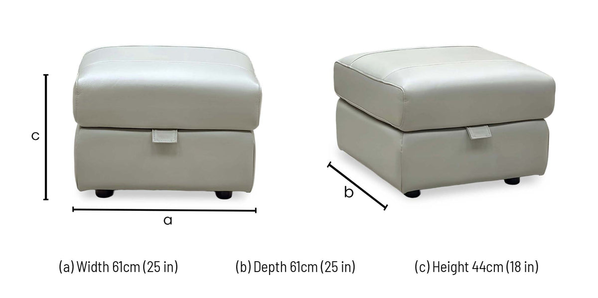 ‘Panache’ Lead Grey Cat-60:23 Leather Storage Footstool