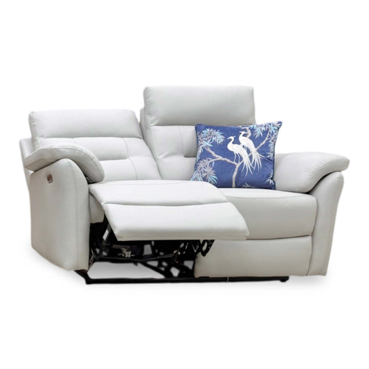 'Sally' Light Grey Leather 2 Power Recliner Sofa