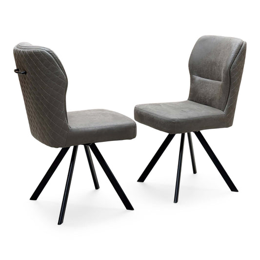 Bodahl ‘Terra’ Steel Grey Fabric Pair of Swivel Dining Chairs