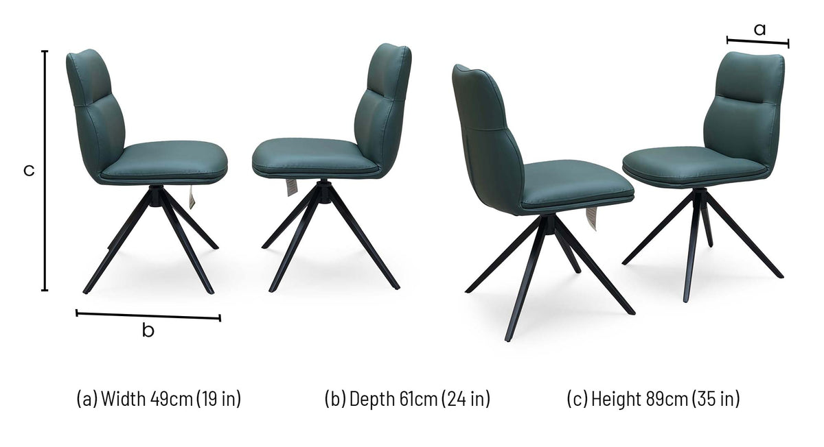 ‘Quattro' Green Faux Leather Pair of Swivel Dining Chairs