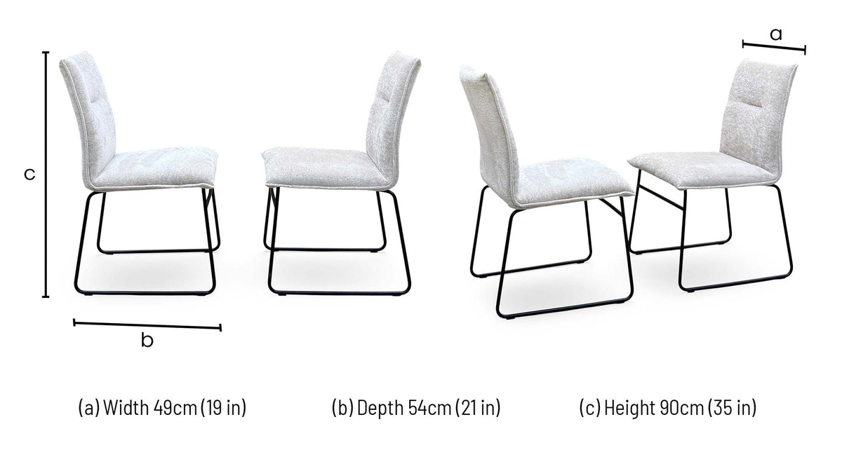 Connubia ‘Maya’ Syt-Enil Sand Beige Fabric Pair of Black Leg Dining Chairs
