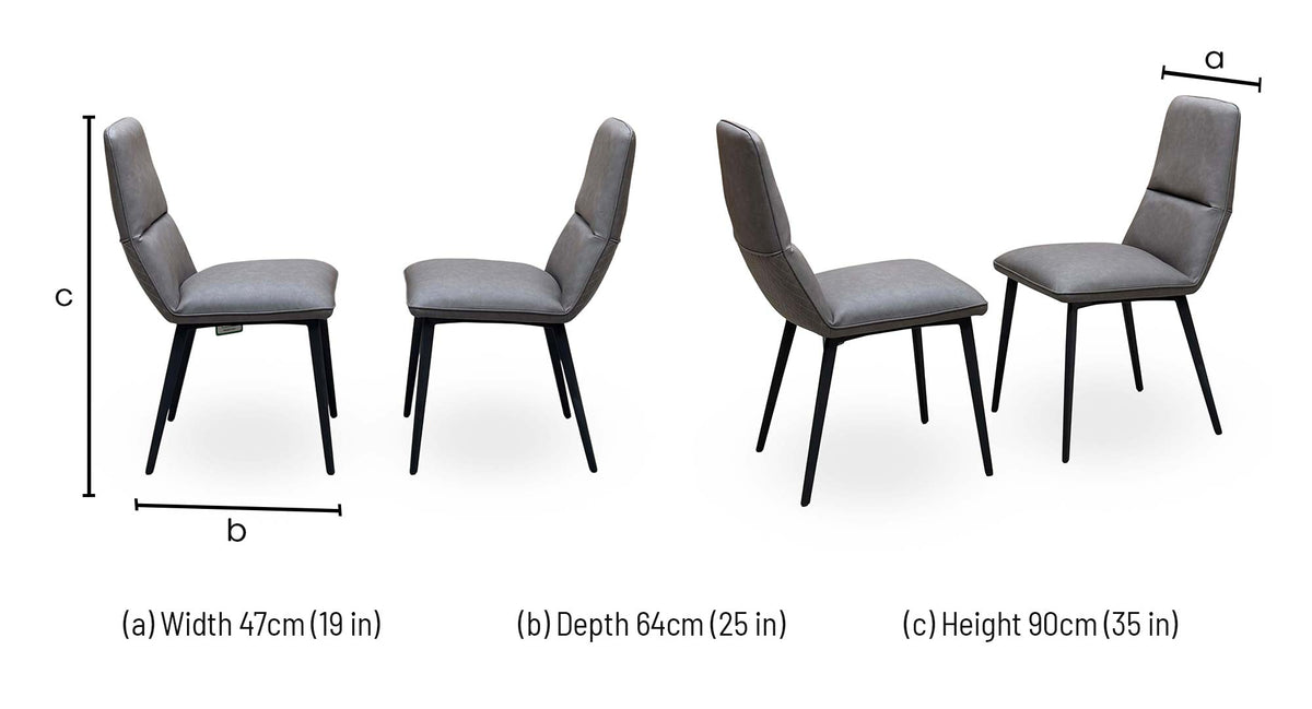 'Odin' Grey Faux Leather Pair of Dining Chairs