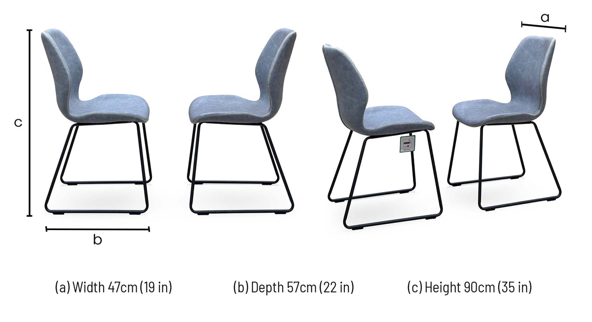 'Matteo' Light Grey Faux Leather Pair of Ski Leg Dining Chairs