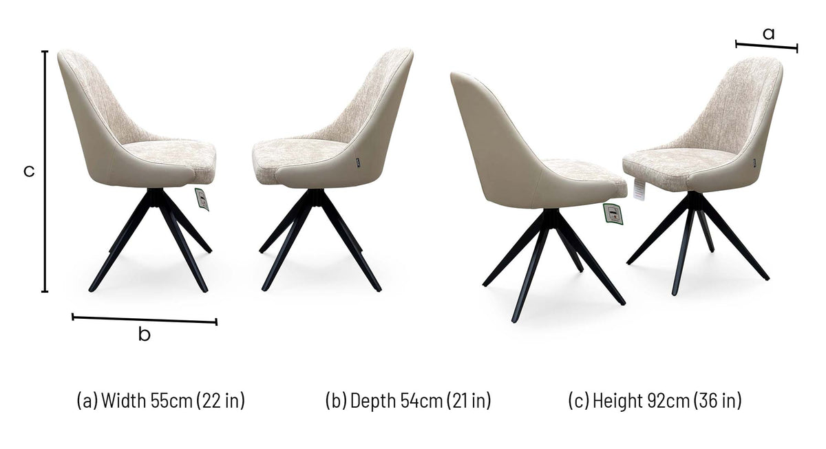 'Jose' Cream Fabric Pair of Swivel Dining Chairs