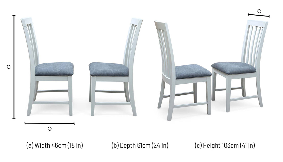 Furnitureland ‘Hamilton’ Dark Grey Fabric Upholstery Soft Grey Painted Finish Pair of Dining Chairs