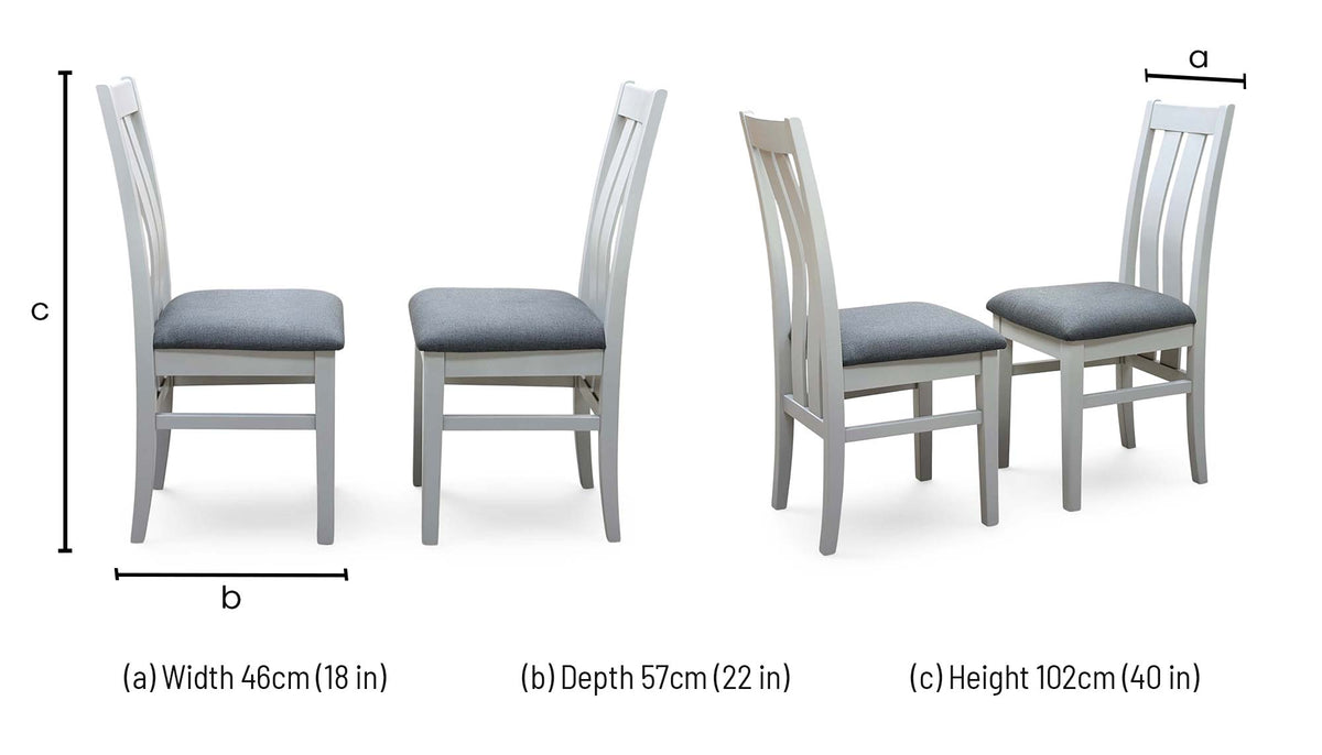 Furnitureland 'Augusta' Dark Grey Fabric Slatted Back Pair of Dining Chairs