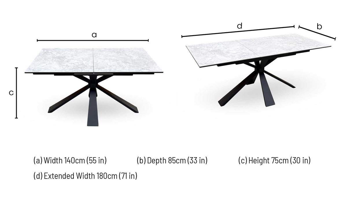 ‘Crete’ White Ceramic Top Small Extending Dining Table