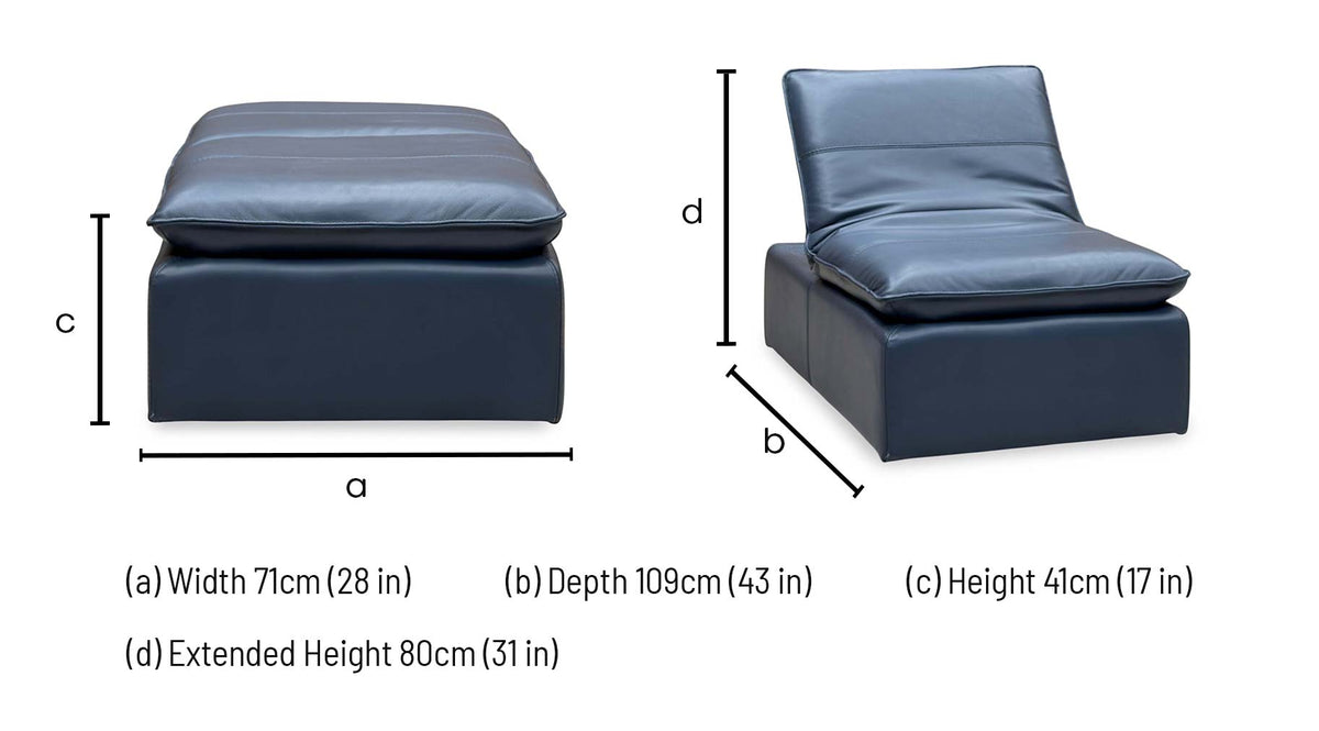 World of Leather 'Starlight Express' Bv-313e Ocean Blue Leather Storage Chair Footstool