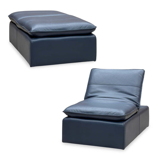World of Leather 'Starlight Express' Bv-313e Ocean Blue Leather Storage Chair Footstool
