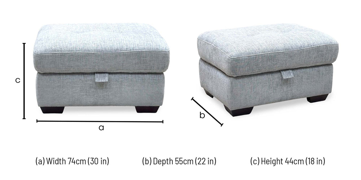'Dinky' Anivia Light Grey Woven Fabric Large Storage Footstool