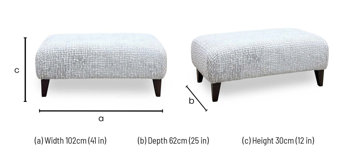 'Aphrodite' Marlow Silver Dw Ft Patterned Fabric Designer Footstool