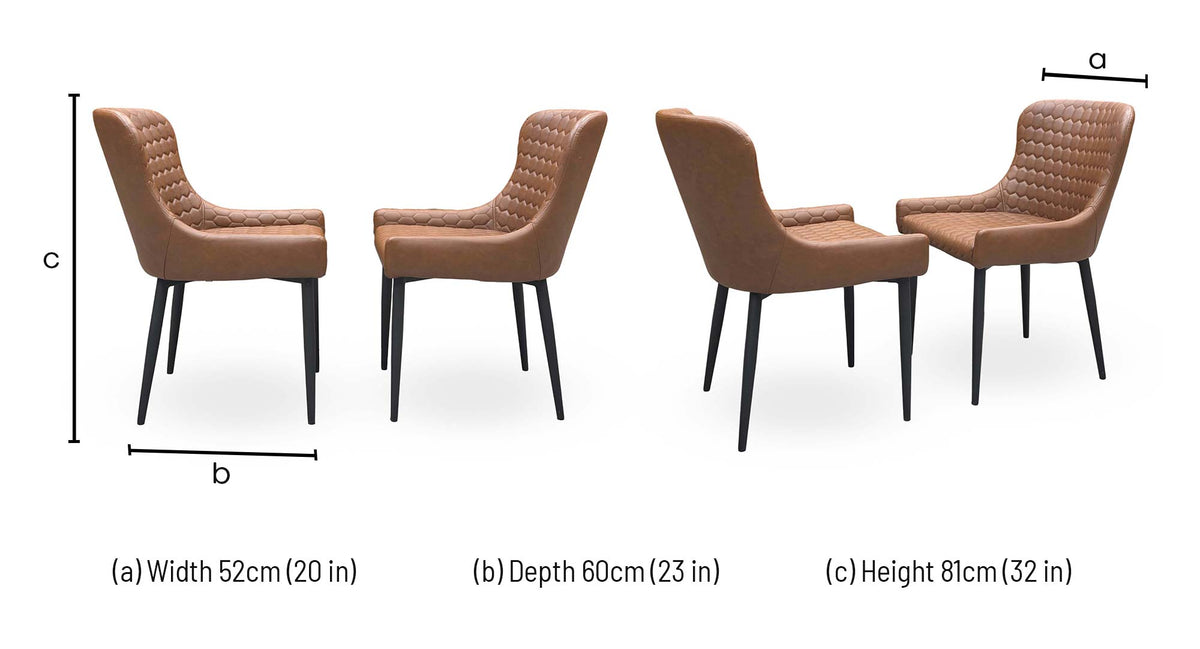 'Osaka' Tan Brown Faux Leather Fixed Dining Chairs - Set of 2