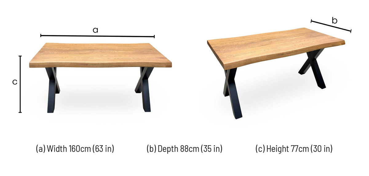 Bodahl Terra solid oak dining table dimensions: width 160cm, depth 88cm, height 77cm