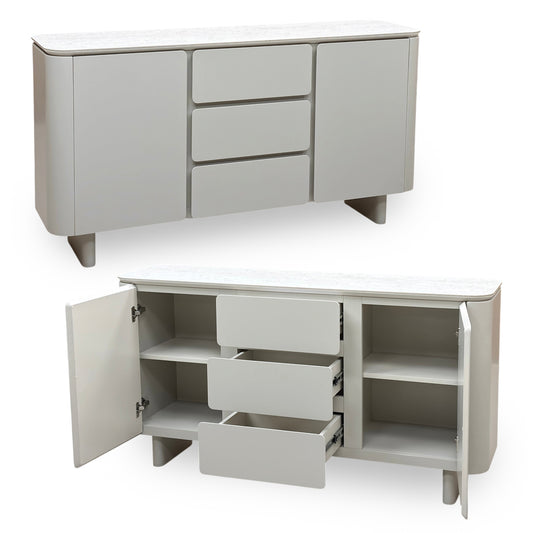 ‘Pebble' Neutral Ceramic Top 2 Door 3 Drawer Sideboard