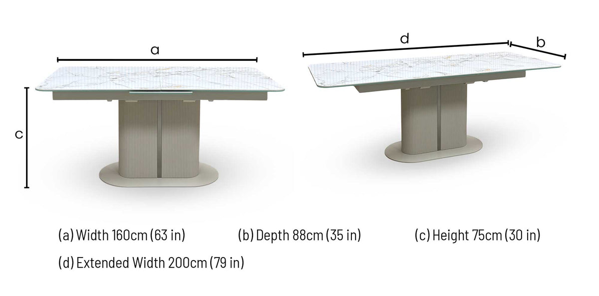 ‘Avorio’ Ceramic Top Large Pop Up Extending Dining Table