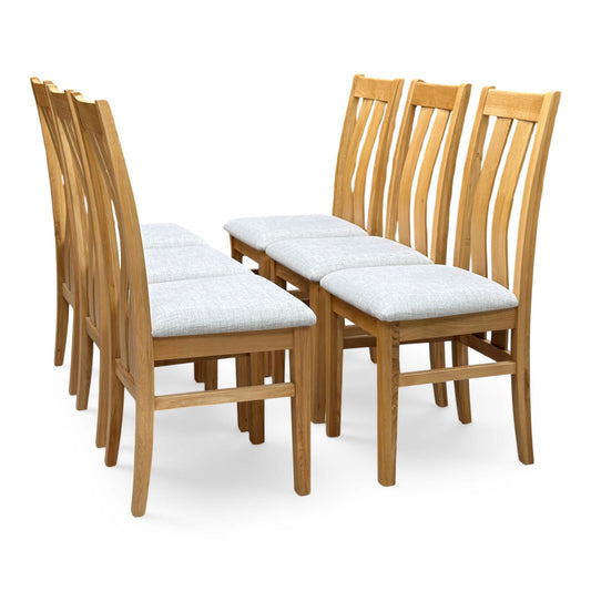 Furnitureland ‘Augusta’ Clay Light Grey Set of 6 Wooden Slatted Back Dining Chairs