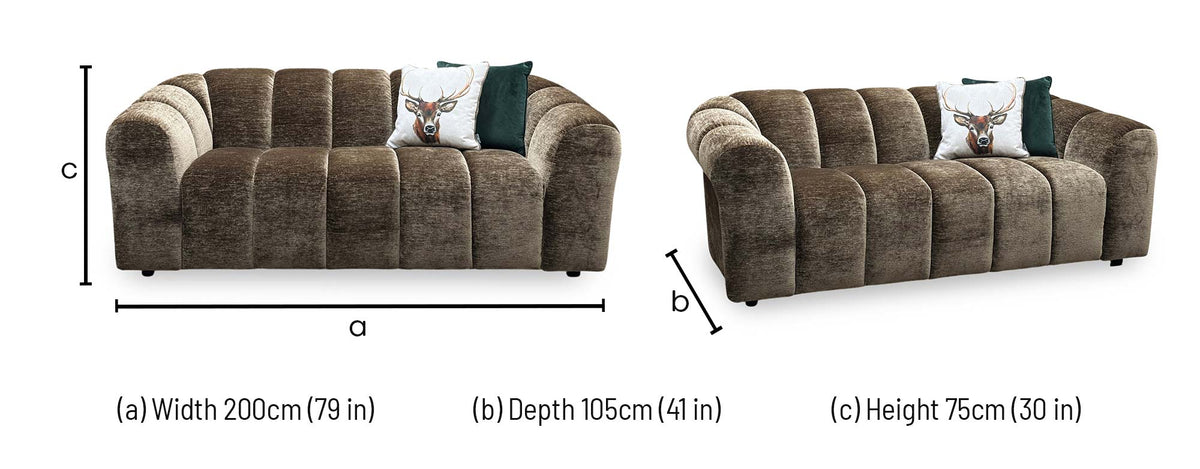‘Rhianna’ Aston Chocolate Brown Linen Fabric Large 2 Seater Sofa