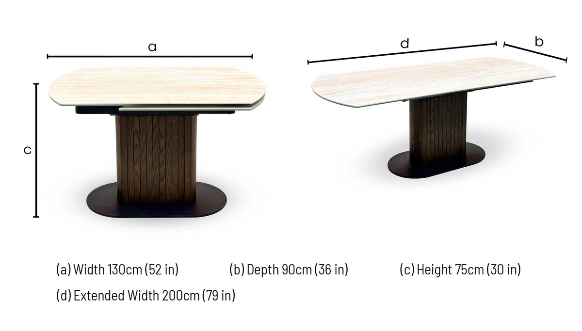 ‘Tiber' Travertine Ceramic Top Swivel Extending Dining Table