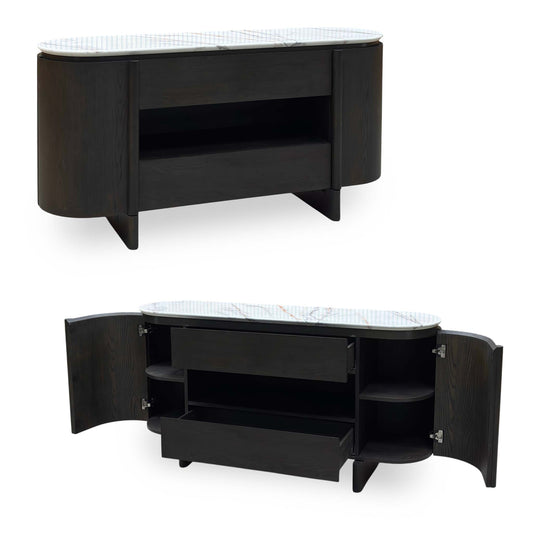 ‘Camino’ White Refined Marble and Ceramic Top 2 Door 2 Drawer Sideboard