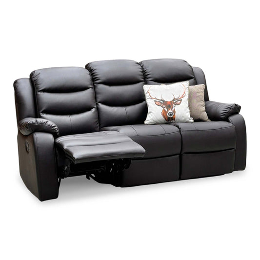 ‘Rothbury’ chocolate Brown Luxury Faux Leather High Back 3 Seater Manual recliner Sofa