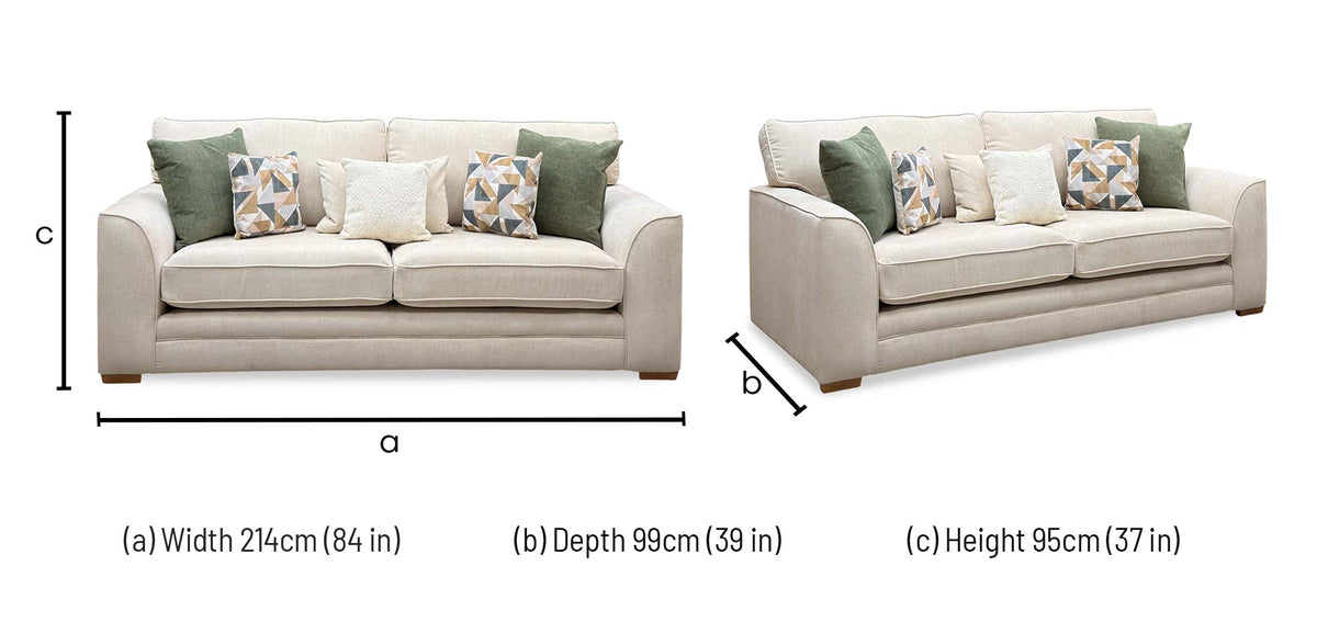 ‘Kaluna’ Natural Fabric 3 Seater Sofa