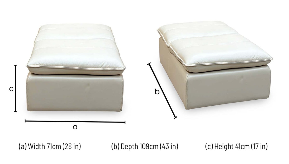 World of Leather 'Starlight Express' Bv-862c Bisque Cream Leather Storage Chair Footstool