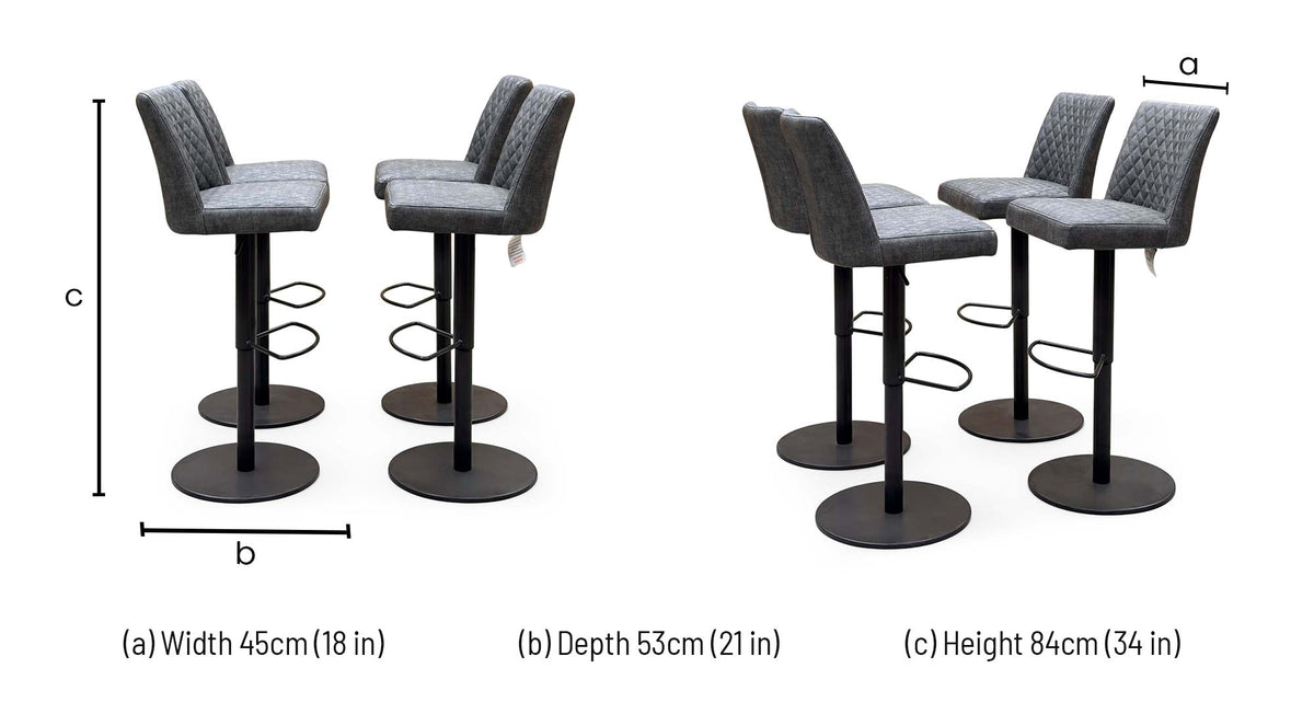 'Earth' Grey Fabric Set of 4 Swivel Bar Stools