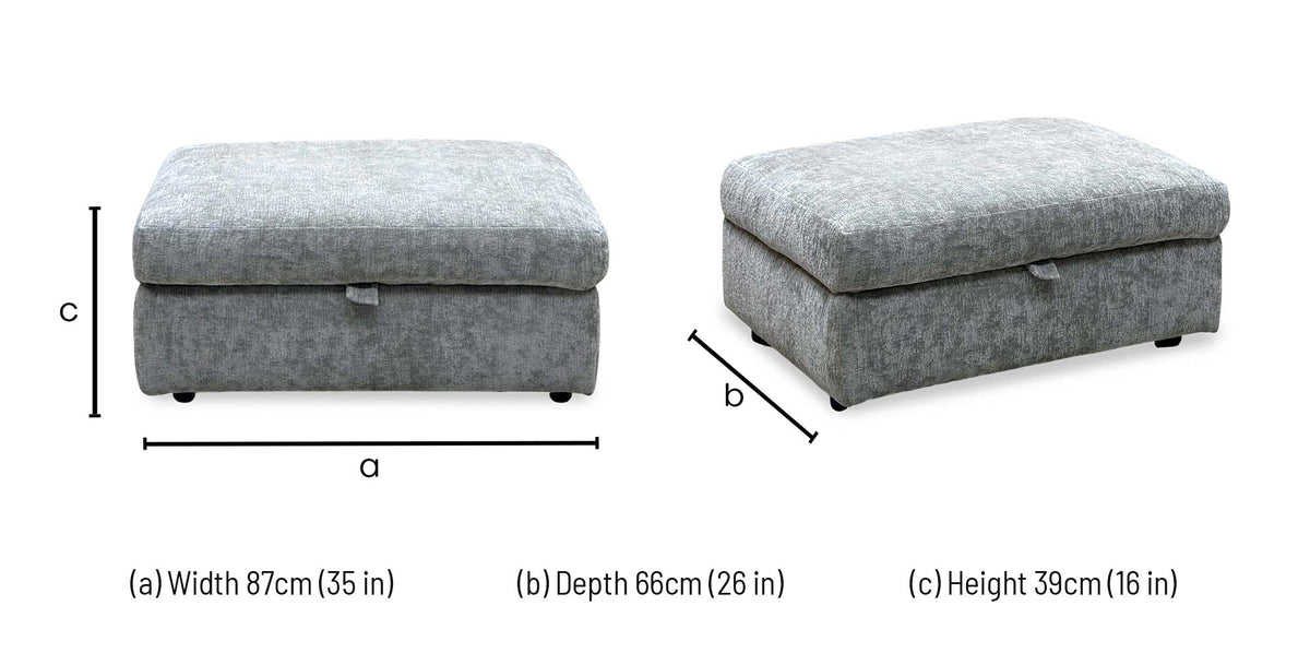 Pandora Denby silver fabric large storage footstool dimensions: width 87cm, depth 66cm, height 39cm