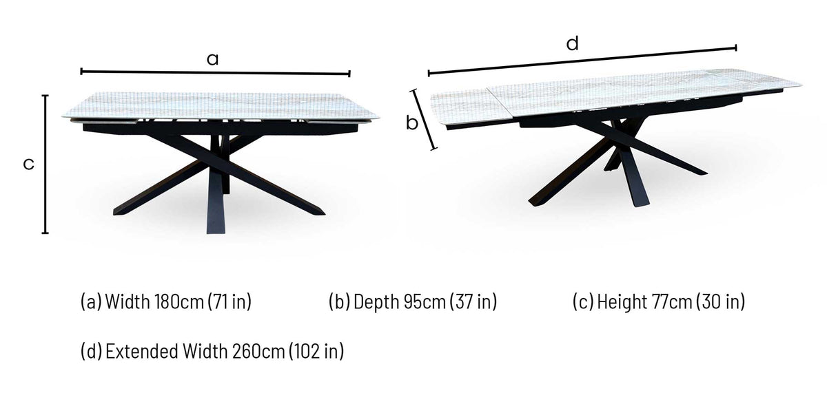 ‘Germain’ Real Marble Top Large Extending Dining Table