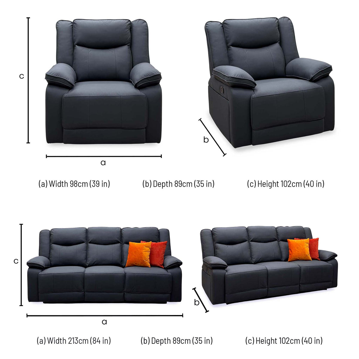 'Milan' Mocha Grey Microfibre Fabric 3 Seater Manual Recliner Drop Down Cup Holders and Wireless Charger Sofa with Armchair Set