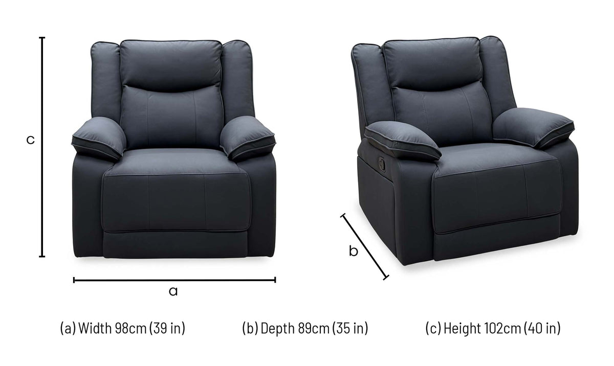 'Milan' Mocha Grey Microfibre Fabric Manual Recliner Chair
