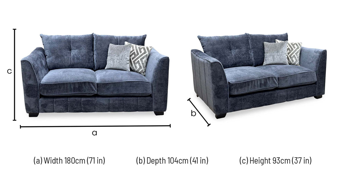 ‘Allure’ Coco Indigo Wng Fabric 2 Seater Classic Back Sofa