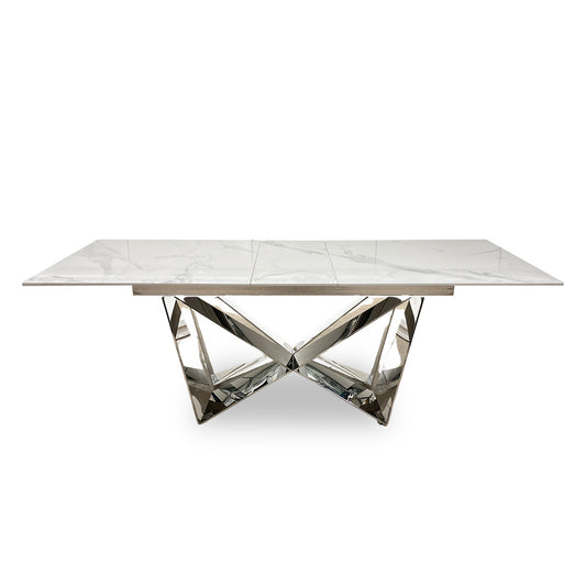 ‘Marvel’ Chrome Ceramic Top Large Extending Dining Table - 200cm
