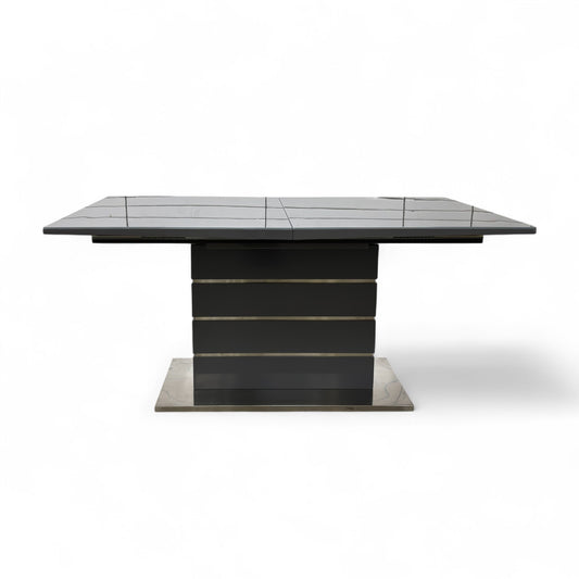 ‘Tokyo’ High-gloss Grey Tempered Glass 160cm Large Extending Dining Table