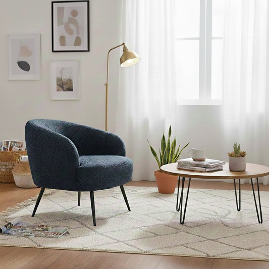 ‘Shelbie’ Navy Fabric Boucle Accent Chair
