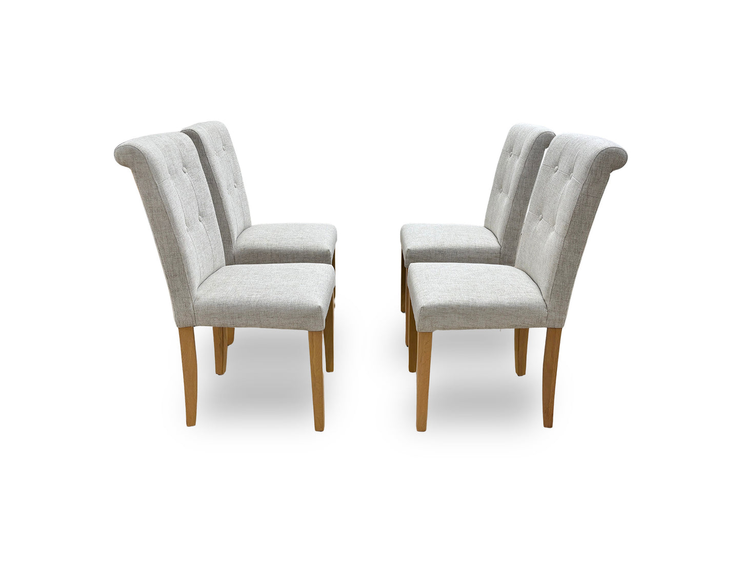 ‘Augusta’ Clay Fabric Roll Back Upholstered Dining Chairs - Set of 4