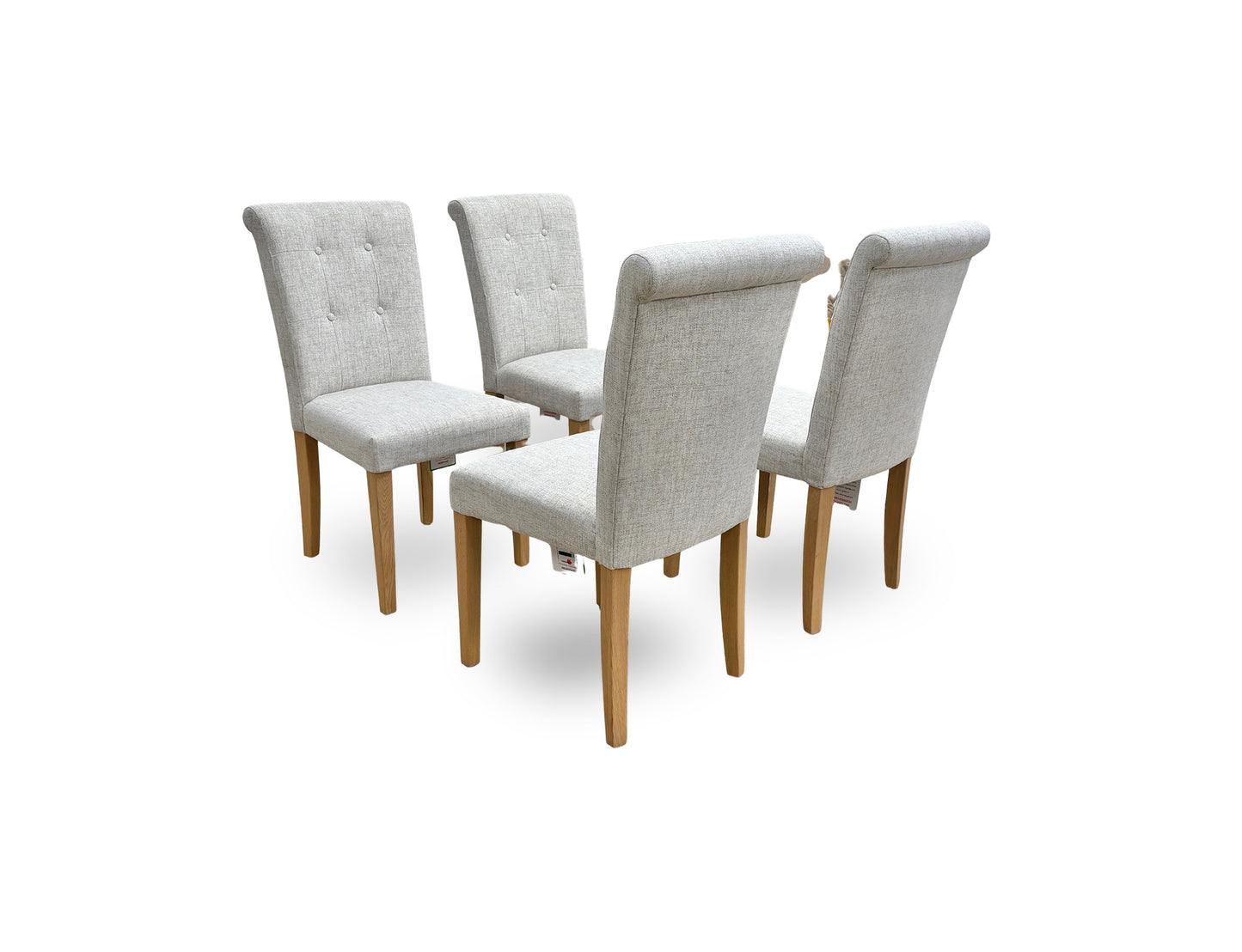 ‘Augusta’ Clay Fabric Roll Back Upholstered Dining Chairs - Set of 4
