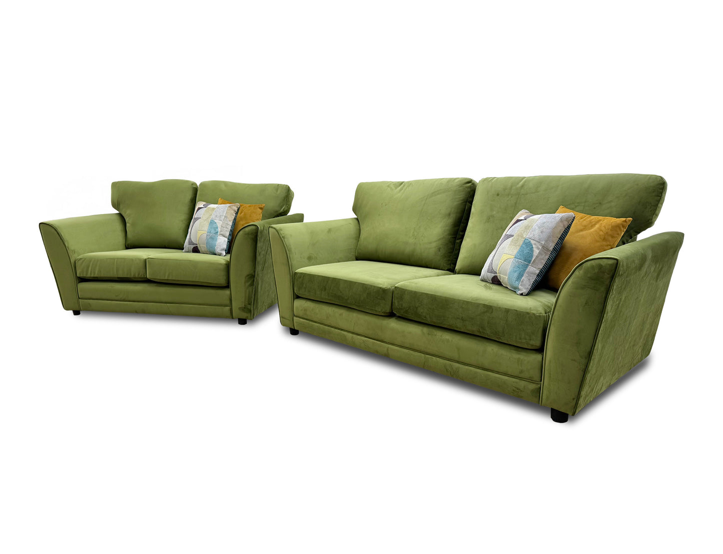 ‘Poppy’ Olive Velvet 3 Seater + 2 Seater Sofa Set