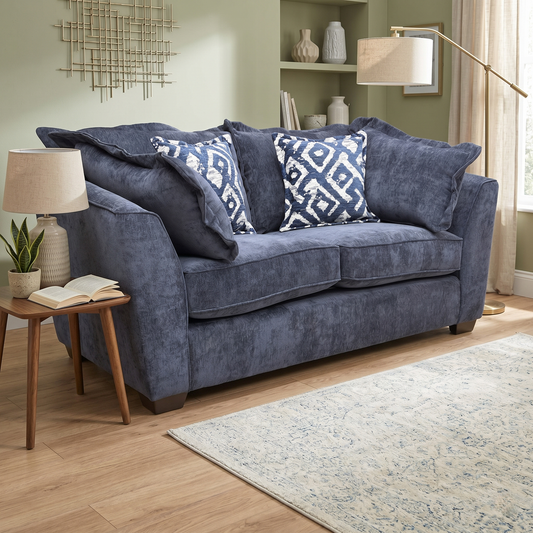 ‘Finchley’ Denim Blue Derwent Soft Weave Fabric Classic Back 2 Seater Sofa