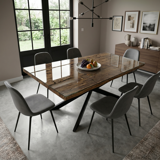 'Kiara' Reclaimed Wood Small 180cm Rectangular Dining Table with Black Legs