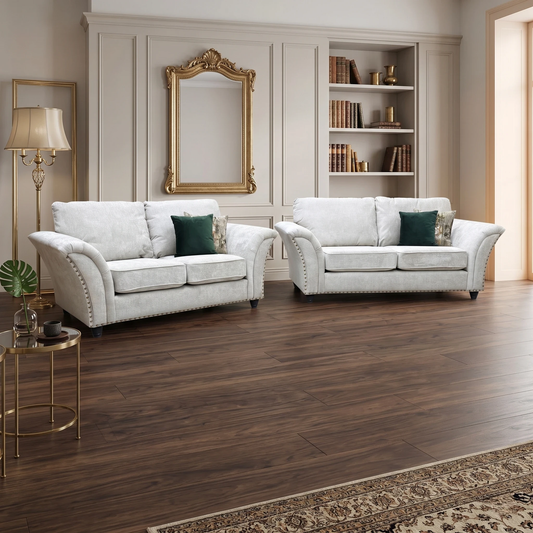 ‘Ariel' Natural Fabric 3 + 2 Seater Sofa Set