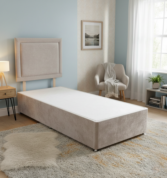 ‘Chaplin’ Verona Mushroom Fabric Single Bed